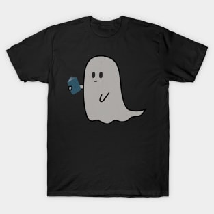 bookish little ghost reading a book - cute halloween T-Shirt